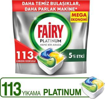 Fairy Platinum Bulaşık Makinesi 113 Yıkama Limon Kokulu