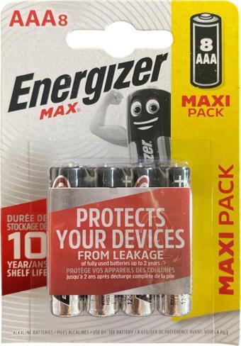 Energizer Alkalin Max AAA İnce Kalem Pil 8'li paket