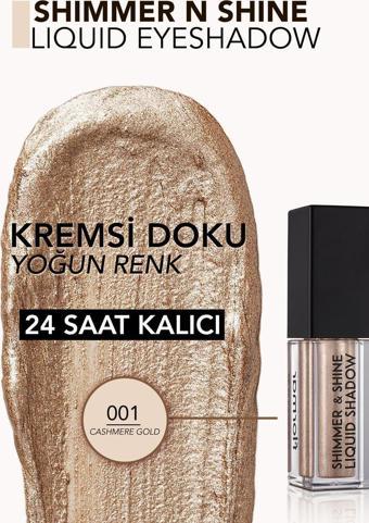 Flormar Metalik Likit Göz Farı (ALTIN) - Shimmer & Shine Liquid Shadow - 001 Cashmere Gold - 8682536002592