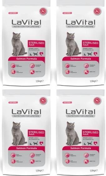 Lavital Somon Balıklı Kısırlaştırılmış Kuru Kedi Maması 1.5 Kg*4 Adet