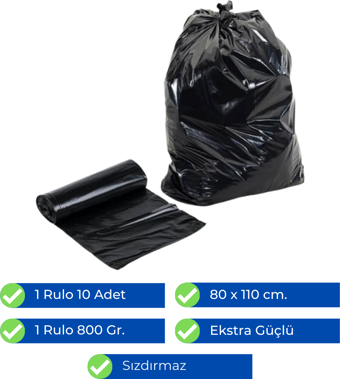 Newtechplast Power Jumbo Çöp Torbası 80 x 110 cm. 800 gr. x 1 Rulo