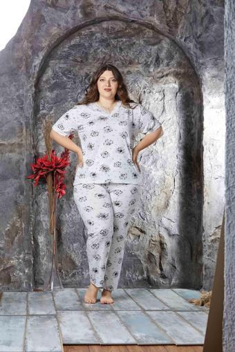 Nisanca Bambu Büyük Beden Yazlık Kadın Kısa Kol Pijama Takımı