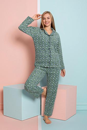 Nisanca Kadın Kışlık Welsoft Peluş Polar  Düğmeli Pijama Takımı