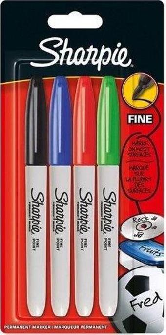 Sharpie Fine Permanent Standart Renkler 4'lü Markör