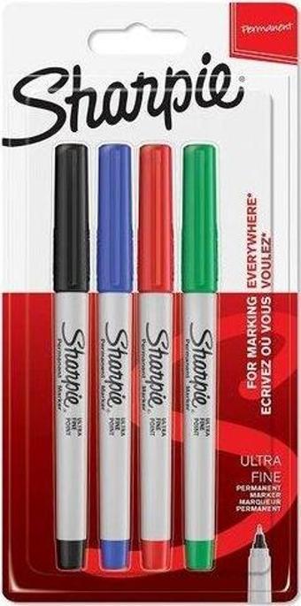 Sharpie Ultra Fine. Süper ince uç. 4'lü Standard renk Bls