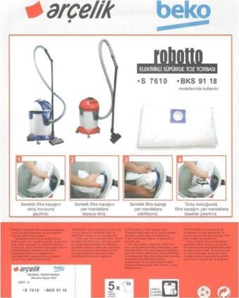 S 7610 Süpürge Modeli 5 Adet Toz Torbası Robotto