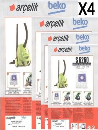 ETİCARETARENA 4 PAKET 20 ADET Beko Bks 1330 Süpürge Modeli Toz Torbası S 6260