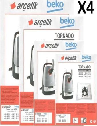 ETİCARETARENA 4 PAKET 20 ADET Beko Bks 2910 Süpürge Modeli Toz Torbası Tornado