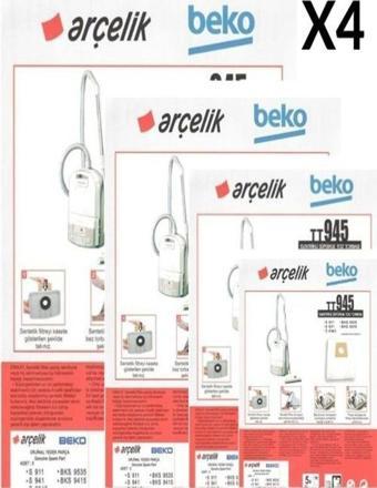 ETİCARETARENA 4 PAKET 20 ADET Beko Bks 9535 Süpürge Modeli Toz Torbası Tt945