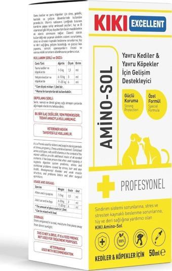 Kiki Excellent Kedi Ve Köpek Amino-sol Vitamini - Yavru Kedi Ve Köpek Vitamini - Amino Asit - 50 Ml.