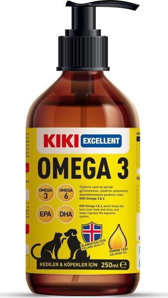 Kiki Excellent Kediler Ve Köpekler Için Omega 3 - Salmon Oil (SOMON YAĞI) - Balık Yağı - Mama Lezzetlendirir 250ml.