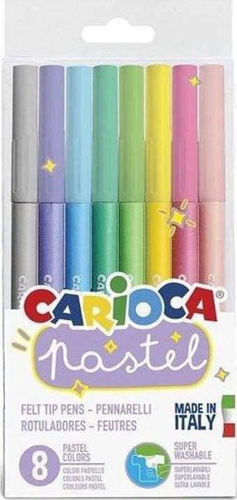 Carioca Pastel Renkler Süper Yıkanabilir Keçeli Boya Kalemi 8li