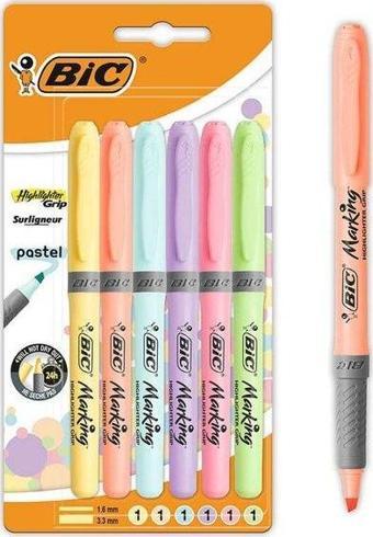 Bic Marking Fosforlu Kalem Pastel 6'lı Blisterli