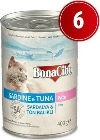 Bonacibo Ezme Sardalya ve Ton Balıklı Yaş Kedi Maması 6 Adet x 400 gr