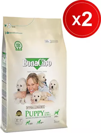 Bonacibo Puppy Lamb & Rice 3 kg x 2 Adet Kuzu Etli ve Pirinçli Yavru Köpek Maması