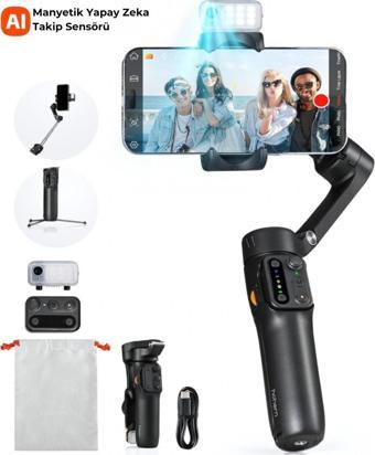 Isteady V3 Yapay Zeka Takip Sensörlü 3 Eksenli Telefon Sabitleyici Gimbal