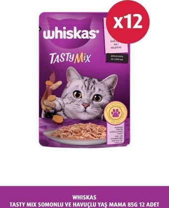 Whiskas Tasty Mix Somonlu ve Havuçlu Yaş Mama 85 G 12X