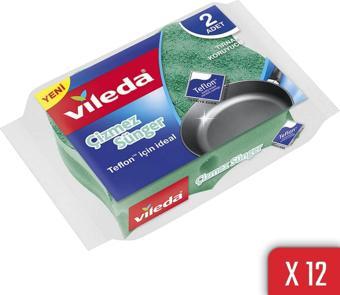 Vileda 12 Paket 2 li Ultra Çizmez Oluklu Bulaşık Süngeri