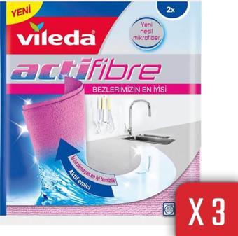 Vileda 3 Paket 2 li Actifiber Mikrofiber Temizlik Bezi