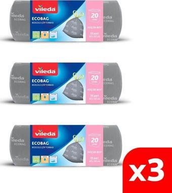 Vileda 3 Paket 20 Litre Küçük Boy 15 li Büzgülü Kokusuz Çöp Torbası