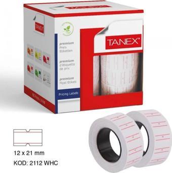 Tanex Beyaz Renkli Fiyat Etiketi 12 x 21 Mm 24 Rulo