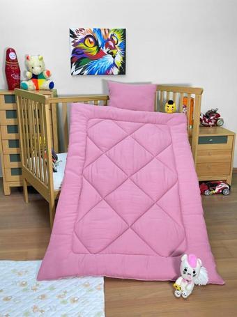 Komfort Home Müslin %100 Organik Pamuk Yumuşak Bebek Yorgan + Yastık Seti - PEMBE