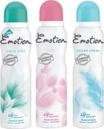 Emotion Aqua Kiss - Love -Ocean Fresh 150 ml Deodorant  3'lü Set