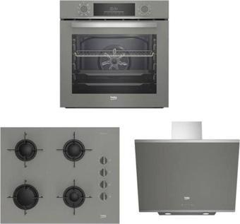 Manhattan Gri Buhar Destekli 3’lü Ankastre Set  Fırın + Ocak + Davlumbaz