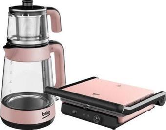 Rosegold Floral 2’li Çeyiz Seti Çay Makinesi + Tost Makinesi