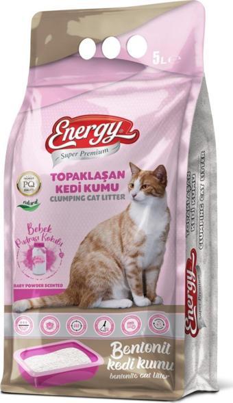 Energy Bentonit Kedi Kumu Bebek Pudrası Kokulu 5 Lt -