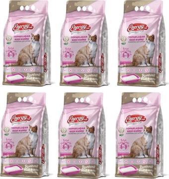 Energy Bentonit Kedi Kumu Bebek Pudrası Kokulu 5 Lt - 6 Paket - Toplam 30 Lt