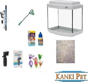 Kanki Pet 35 Cm Akvaryum Bombeli Beyaz Hazır Set Sepha 35 cm