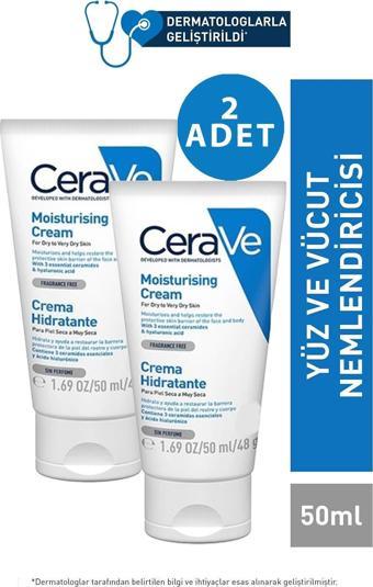 Cerave Nemlendirici Krem Kuru ve Çok Kuru Ciltler 50 ml 2 Adet