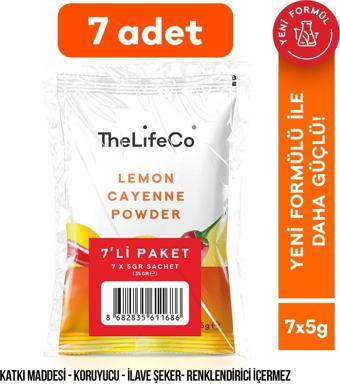 TheLifeCo Lemon Cayenne - Limonlu Acı Biberli İçecek Tozu 5 g*7 adet - Şase