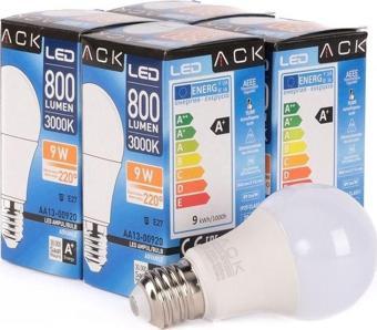 Ack 9W LED Ampul 3000K Günışığı E27 4'lü EKO PAKET