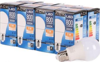 Ack 9W LED Ampul 3000K Günışığı E27 8'li EKO PAKET