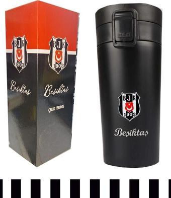 Beşiktaş Orjinal Lisanslı Çelik Termos Kilitli Mug 400 ml (Siyah)