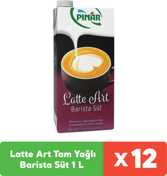 Pınar Latte Art Tam Yağlı Barista Süt 1 L x 12 adet