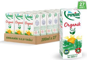 Pınar Organik Süt 200 ml x 27 Adet