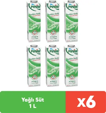 Pınar Yağlı Süt 1 L x 6 adet