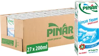 Pınar Yarım Yağlı Süt 200 ml x 27 Adet