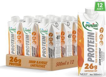 Pınar Yer Fıstıklı ve Muz Aromalı Protein Süt 500 ml x 12 Adet