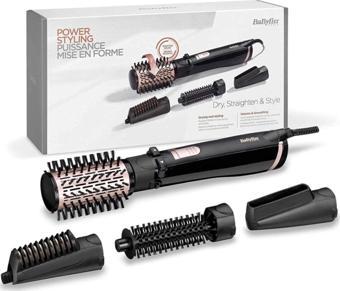 Babyliss As200e Rotierende Warmluftbürste Set Brush & Style Ionic, 1000 Watt, 4 Aufsatze, Schwarz