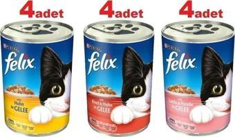 Felix 3 Çeşit Karışık Konserve Yetişkin Maması 12 X 400 Gr