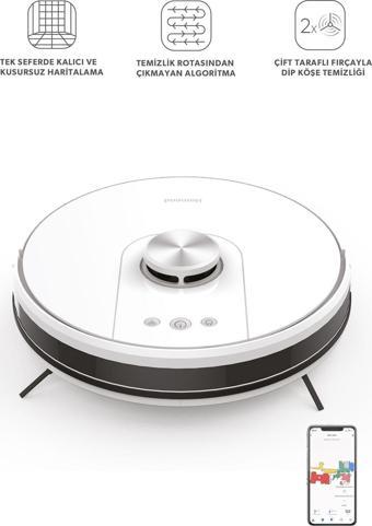 Homend Alex Laser Pro 1286h Moplu Ve Haritalamalı Akıllı Robot Süpürge Beyaz Silver