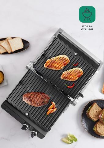 Nikadu Orginal Grilliant 1342h 3 In 1 Inox Gövde Çift Taraflı Xl Döküm Plaka Tost Ve Izgara Makinesi
