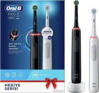 Oral-B Oral B Pro3 3900 Serisi Şarjlı Diş Fırçası 2'li Avantaj Paketi Siyah Beyaz