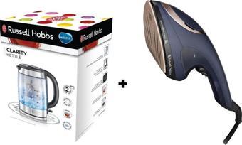 RUSSELL HOBBS 28370-56 Çoklu Ütü Ve Buharlı Ütü Premium Seri + Clarity (brita) Cam Su Isıtıcısı