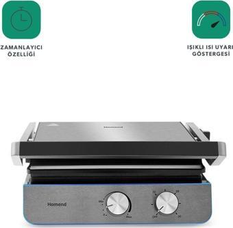 Homend Grilliant 1344H Inox 2000 W Izgara ve Tost Makinesi