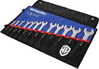 WORKPRO WP202507 6-32mm 12 Parça CR-V Profesyonel Açık Ağız Anahtar Takımı + Bez Taşıma Kılıfı